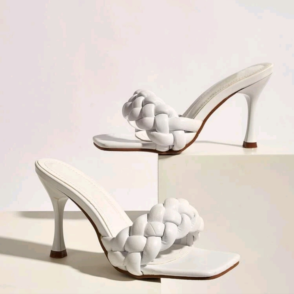 White Braided Heels New